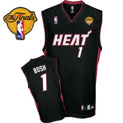 Jerseys Factory Cheap Heat Finals Patch #1 Chris Bosh Black Embr