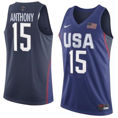 Jerseys Factory Cheap Nike Team USA #15 Carmelo Anthony Navy Blu