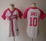 Jerseys Factory Cheap Braves #10 Chipper Jones White/Pink Women'