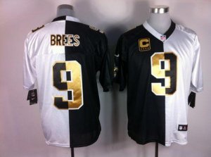 Jerseys Factory Cheap Nike Saints #9 Drew Brees White/Black Men'