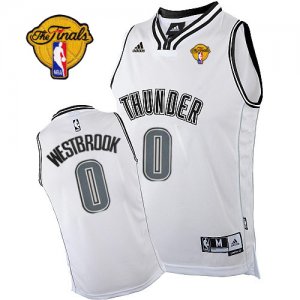 Jerseys Factory Cheap Thunder #0 Russell Westbrook White on Whit