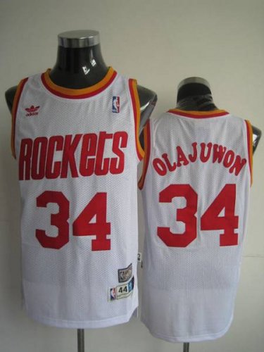 Jerseys Factory Cheap Mitchell and Ness Rockets #34 Hakeem Olaju
