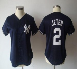Jerseys Factory Cheap Yankees #2 Derek Jeter Navy Blue Women's F