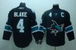 Jerseys Factory Cheap Sharks #4 Rob Blake Embroidered Black NHL