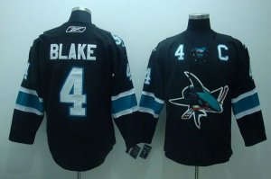 Jerseys Factory Cheap Sharks #4 Rob Blake Embroidered Black NHL