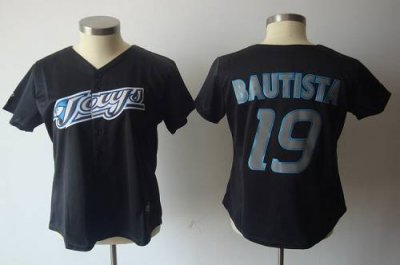 Jerseys Factory Cheap Blue Jays #19 Jose Bautista Black Women's