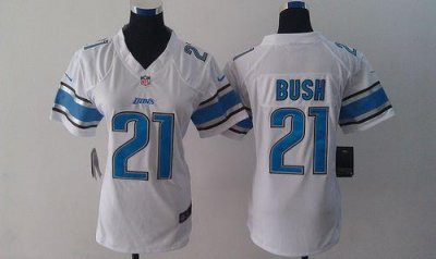 Jerseys Factory Cheap Nike Lions #21 Reggie Bush White Women's E