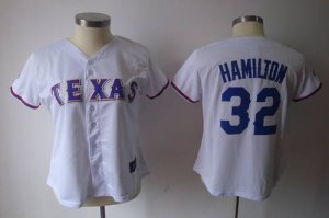 Jerseys Factory Cheap Rangers #32 Josh Hamilton White Women's Fa