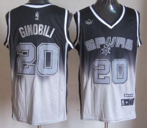 Jerseys Factory Cheap Spurs #20 Manu Ginobili Black/Grey Fadeawa