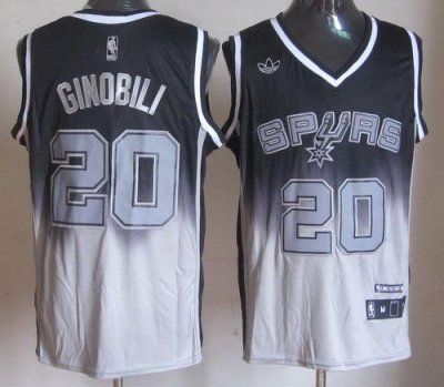 Jerseys Factory Cheap Spurs #20 Manu Ginobili Black/Grey Fadeawa