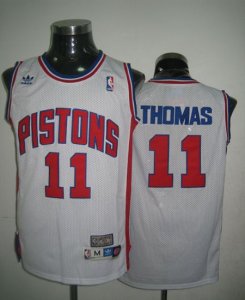 Jerseys Factory Cheap Throwback Pistons #11 Thomas White Embroid