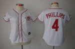 Jerseys Factory Cheap Reds #4 Brandon Phillips White Women's Fas