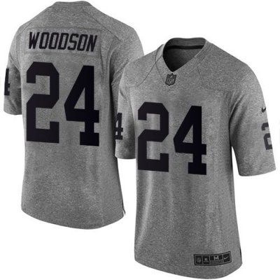 Jerseys Factory Cheap Nike Raiders #24 Charles Woodson Gray Men'
