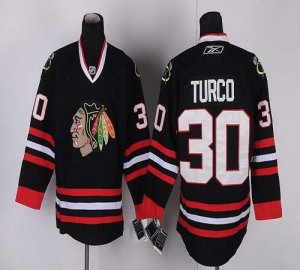 Jerseys Factory Cheap Blackhawks #30 Marty Turco Black Embroider