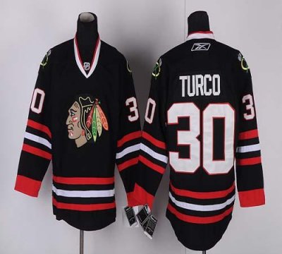 Jerseys Factory Cheap Blackhawks #30 Marty Turco Black Embroider