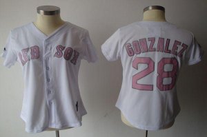 Jerseys Factory Cheap Red Sox #28 Adrian Gonzalez White Pink No.
