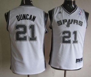 Jerseys Factory Cheap Spurs #21 Tim Duncan White Youth Embroider
