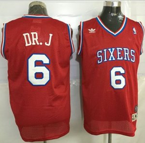 Jerseys Factory Cheap 76ers #6 Julius Erving Red Throwback "DR.