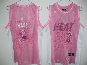 Jerseys Factory Cheap Heat #3 Dwyane Wade Pink Women Embroidered