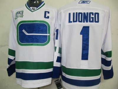 Jerseys Factory Cheap Canucks #1 Roberto Luongo Embroidered Whit