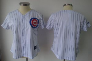Jerseys Factory Cheap Cubs Blank White With Blue Strip Women's F