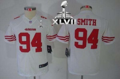 Jerseys Factory Cheap Nike 49ers #94 Justin Smith White Youth Su