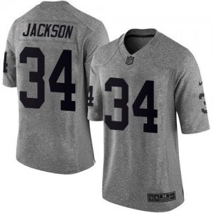 Jerseys Factory Cheap Nike Raiders #34 Bo Jackson Gray Men's Sti