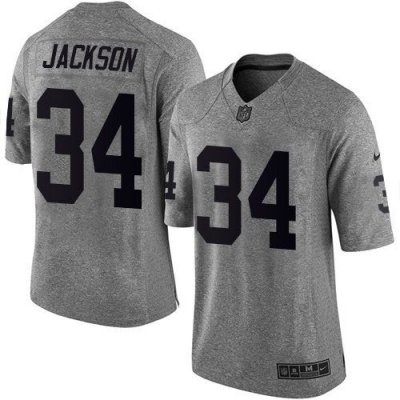 Jerseys Factory Cheap Nike Raiders #34 Bo Jackson Gray Men's Sti