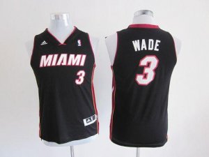 Jerseys Factory Cheap Heat #3 Dwyane Wade Black Embroidered Yout