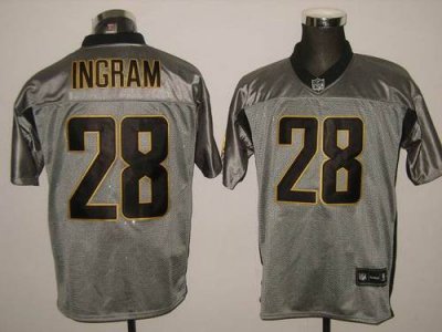 Jerseys Factory Cheap Saints #28 Mark Ingram Grey Shadow Stitche