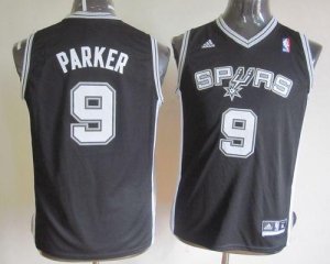 Jerseys Factory Cheap Spurs #9 Tony Parker Black Youth Embroider