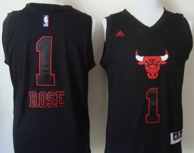Jerseys Factory Cheap Bulls #1 Derrick Rose Black New Fashion St