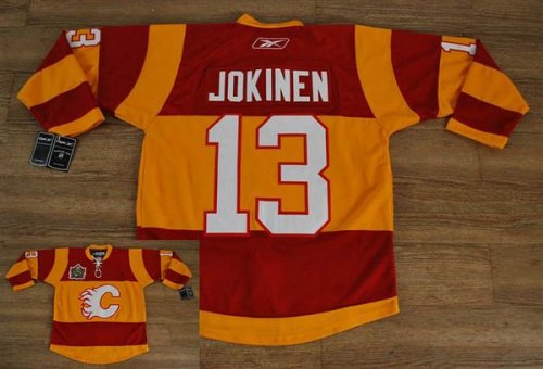 Jerseys Factory Cheap Flames #13 Olli Jokinen Embroidered Red/Or