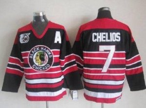 Jerseys Factory Cheap Blackhawks #7 Chris Chelios Red/Black 75TH