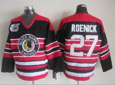 Jerseys Factory Cheap Blackhawks #27 Jeremy Roenick Red/Black 75