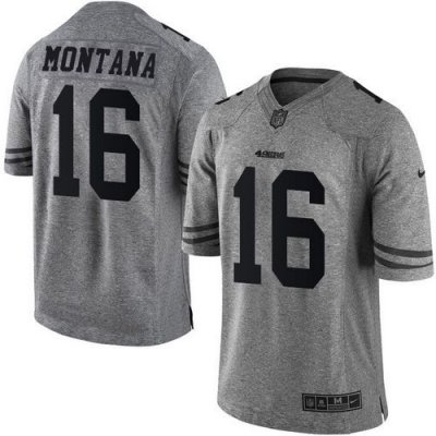 Jerseys Factory Cheap Nike 49ers #16 Joe Montana Gray Men's Stit