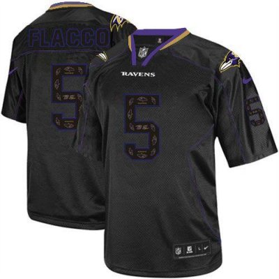 Jerseys Factory Cheap Nike Ravens #5 Joe Flacco New Lights Out B