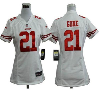Jerseys Factory Cheap Nike 49ers #21 Frank Gore White Women's Em