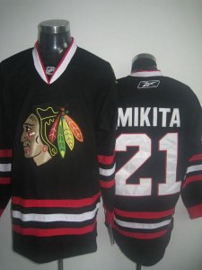 Jerseys Factory Cheap Blackhawks #21 Stan Mikita Embroidered Bla