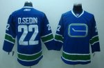 Jerseys Factory Cheap Canucks #22 Daniel Sedin Embroidered Blue