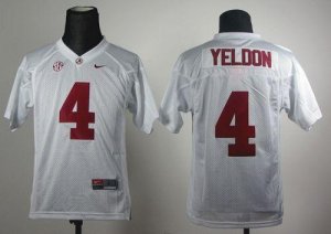Jerseys Factory Cheap Crimson Tide #4 T.J Yeldon White Embroider