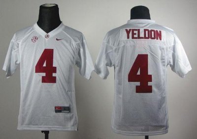 Jerseys Factory Cheap Crimson Tide #4 T.J Yeldon White Embroider