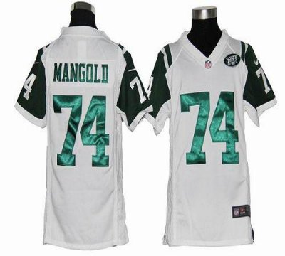 Jerseys Factory Cheap Nike Jets #74 Nick Mangold White Youth Emb