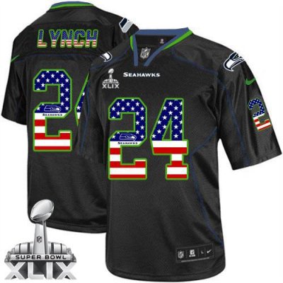 Jerseys Factory Cheap Nike Seahawks #24 Marshawn Lynch Black Sup