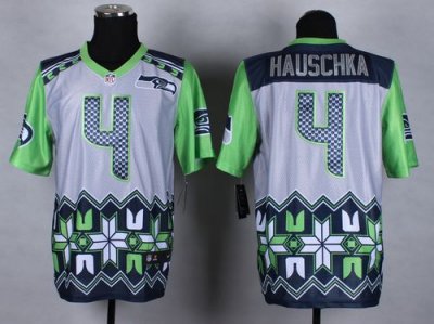 Jerseys Factory Cheap Nike Seahawks #4 Steven Hauschka Grey Men'