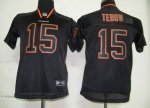 Jerseys Factory Cheap Broncos #15 Tim Tebow Lights Out Black Emb