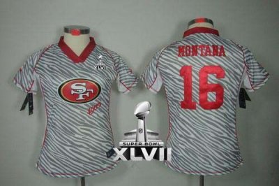 Jerseys Factory Cheap Nike 49ers #16 Joe Montana Zebra Super Bow