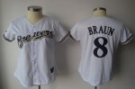 Jerseys Factory Cheap Brewers #8 Ryan Braun White Women's Fashio