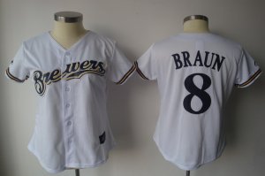 Jerseys Factory Cheap Brewers #8 Ryan Braun White Women's Fashio