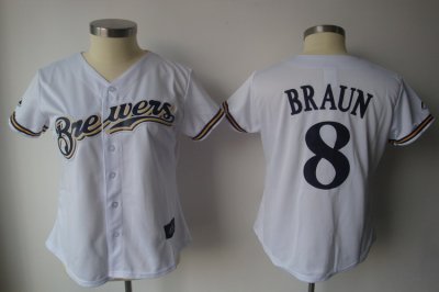 Jerseys Factory Cheap Brewers #8 Ryan Braun White Women's Fashio
